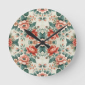 Hütte Blumenmuster Runde Wanduhr (Vorderseite)