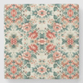 Hütte Blumenmuster Steinuntersetzer (Vorderseite)