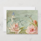 Hütte Blumenradfahrrad Rose Vintag Holz UAWG RSVP Karte (Rückseite)