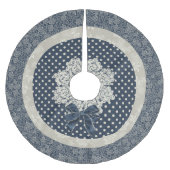 Hütte Chic Blue und Elfenbein Weihnachtsbaumrock Polyester Weihnachtsbaumdecke (Vorderseite)