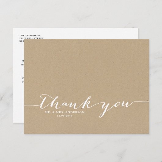 Hütte Chic Handgeschriebenes Skript Vielen Dank Po Postkarte (Vorne/Hinten)