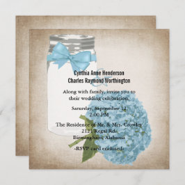 Hütte Chic Hydrangea und Mason Jar Wedding Einladung