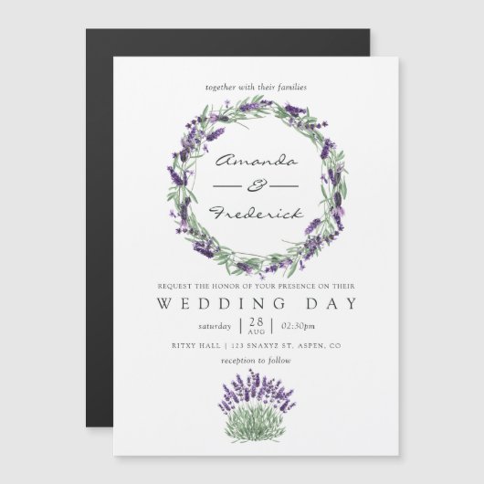 Hütte Chic Lavender Wedding Magneteinladung (Vorne/Hinten)
