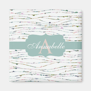 Hütte-Chic-Monogramm für Pfirsich und Minuszweige Magnet