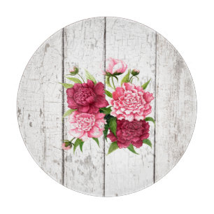 Hütte Chic Peonies Glass-Schneidebrett Schneidebrett