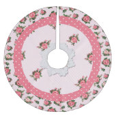 Hütte Chic Pink Roses Weihnachtsbaumrock Polyester Weihnachtsbaumdecke (Vorderseite)