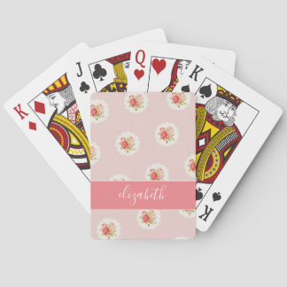 Hütte Chic Rose Muster mit Namensschild Spielkarten