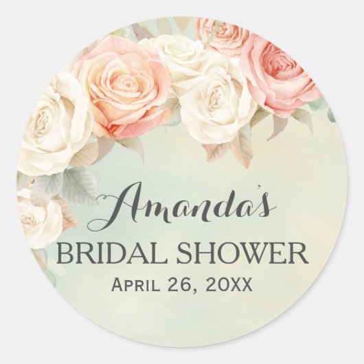 Hütte Chic Vintag Rose Brautparty Runder Aufkleber (Vorderseite)