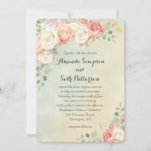 Hütte Chic Vintage Rose Hochzeit Einladung (Vorderseite)