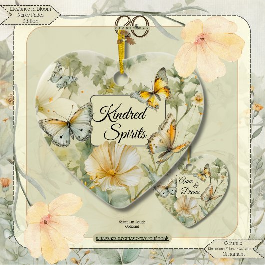 Hütte Chic Wildblumen Kindred Spirits Herz Keramik Ornament