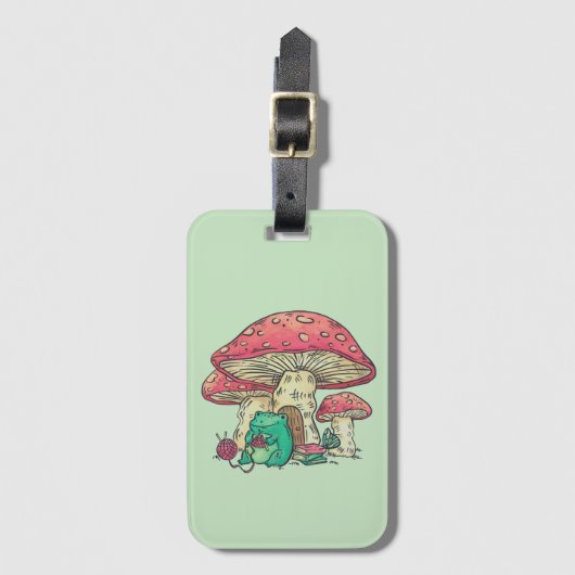 Hütte Core Frog Knitter unter Pilz  Gepäckanhänger (Vorderseite Vertikal)
