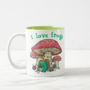 Hütte Core Frog Knitter unter Pilz Zweifarbige Tasse