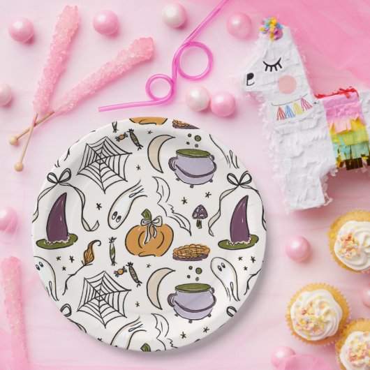 Hütte Core Halloween Illustrations Babydusche Pappteller (Party)