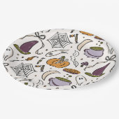 Hütte Core Halloween Illustrations Babydusche Pappteller (Schrägansicht)