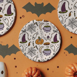 Hütte Core Halloween Illustrations Babydusche Pappteller