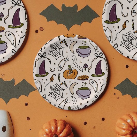 Hütte Core Halloween Illustrations Babydusche Pappteller