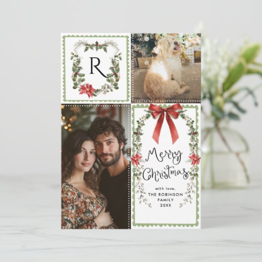 Hütte Core Monogram Bow Frohe Weihnachten 2 Foto (Stehend Vorderseite)