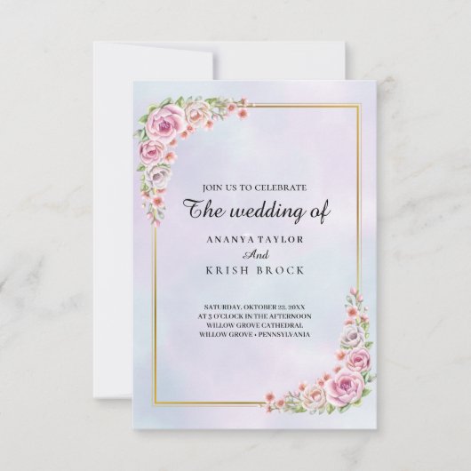Hütte Core Pink Floral Wedding Einladung (Vorderseite)