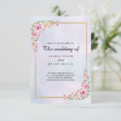 Hütte Core Pink Floral Wedding Einladung (Stehend Vorderseite)
