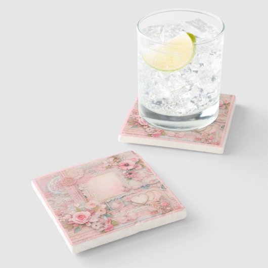 Hütte Core Style Floral & Lace Stone Untersetzer (Seitenansicht)