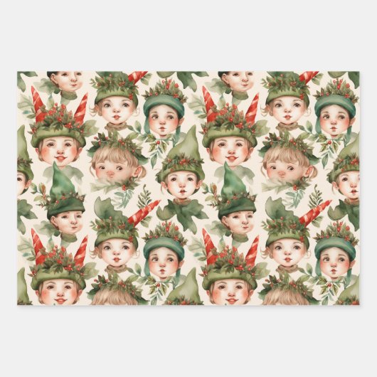 Hütte Core Weihnachtselfen Umschlagpapier Geschenkpapier Set (Vorderseite)