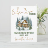 Hütte Crew, bevor ich tue! Wochenend-Junggeselinne Einladung (Stehend Vorderseite)