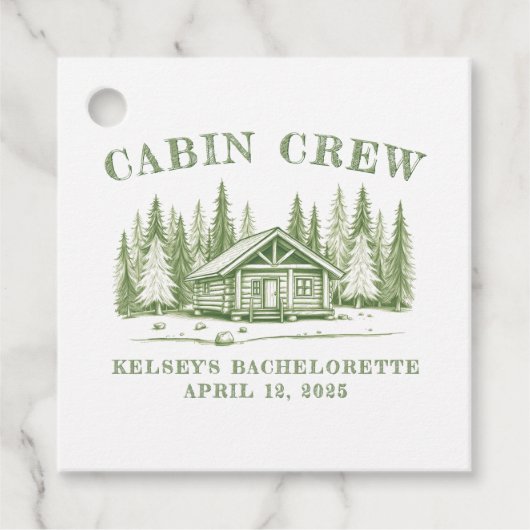 Hütte Crew Green Camp Junggeselinnen-Abschied Geschenkanhänger (Vorderseite)