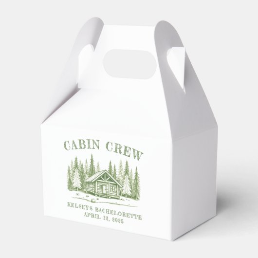 Hütte Crew Green Camp Junggeselinnen-Abschied Geschenkschachtel (Vorderseite)