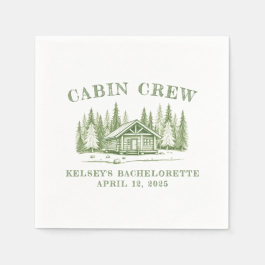 Hütte Crew Green Camp Junggeselinnen-Abschied Serviette (Vorderseite)