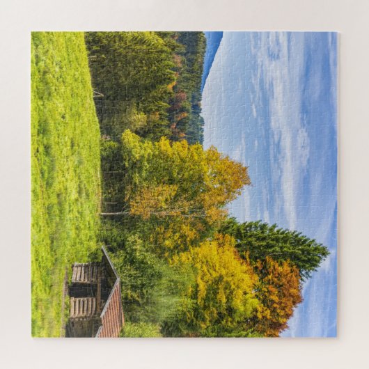 Hütte der Blockhütte im Gebirge Puzzle (Horizontal)