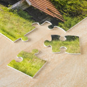 Hütte der Blockhütte im Gebirge Puzzle (Seite)
