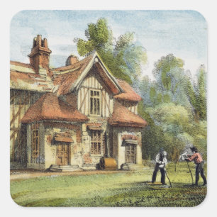 Hütte der Königin, Richmond Gardens, Platte 17 von Quadratischer Aufkleber