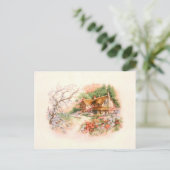 Hütte der Länder mit Blume Postkarte (Stehend Vorderseite)