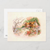 Hütte der Länder mit Blume Postkarte (Vorne/Hinten)