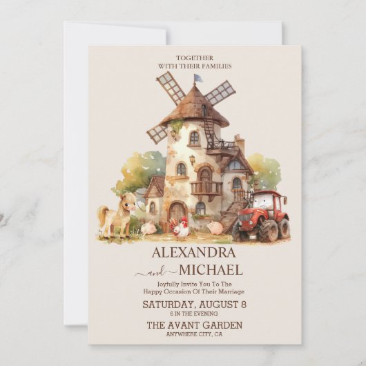 Hütte der landwirtschaftlichen Stallfelder Hochzei Einladung (Vorderseite)