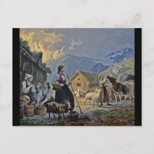 Hütte der Schäferinnen auf dem Berg Postkarte