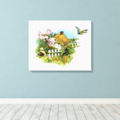 Hütte des Landes Leinwanddruck (Insitu (Holzboden))