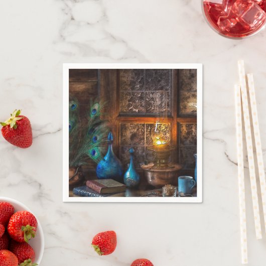 Hütte durch Lampenlicht rustikale Szene blau braun Serviette (Beispiel)