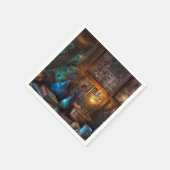 Hütte durch Lampenlicht rustikale Szene blau braun Serviette (Ecke)