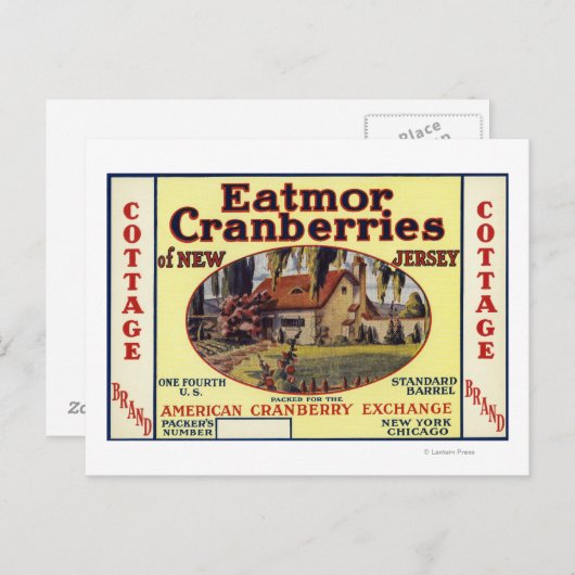 Hütte Eatmor Cranberries Markenzeichen Postkarte (Vorne/Hinten)