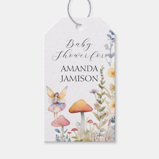 Hütte Fairies Floral Baby Girl Dusche verzaubert Geschenkanhänger (Vorderseite)