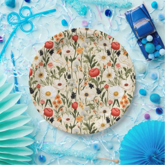 Hütte Farbige Wildblumen # Pappteller (Party)