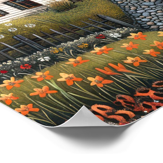 Hütte Folk Art Ölgemälde Poster (Ecke)