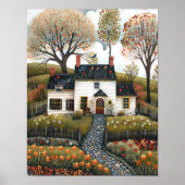 Hütte Folk Art Ölgemälde Poster (Vorne)