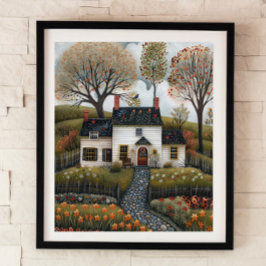 Hütte Folk Art Ölgemälde Poster