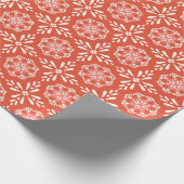 Hütte Folk Art Schneeflocke Geschenkpackung in Rot Geschenkpapier (Ecke)