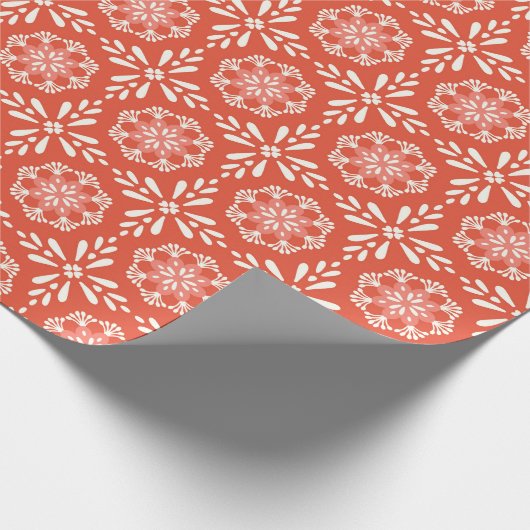 Hütte Folk Art Schneeflocke Geschenkpackung in Rot Geschenkpapier (Ecke)