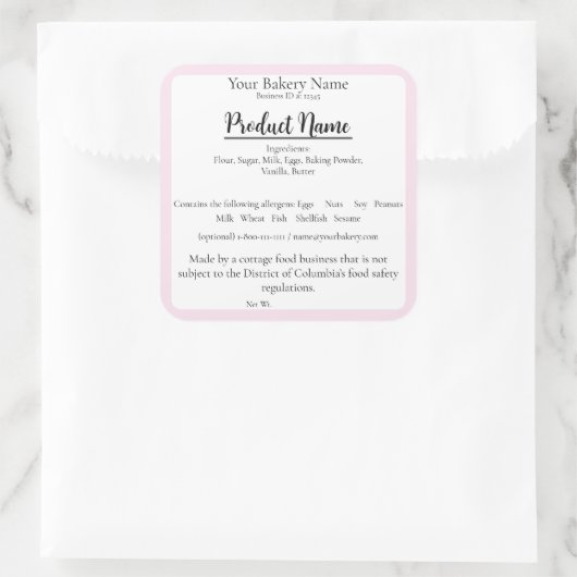 Hütte Food Business Baking Label Quadratischer Aufkleber (Tasche)