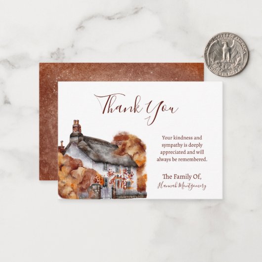 Hütte Forest Beileid Danke Karte (Vorderseite/Rückseite Beispiel)