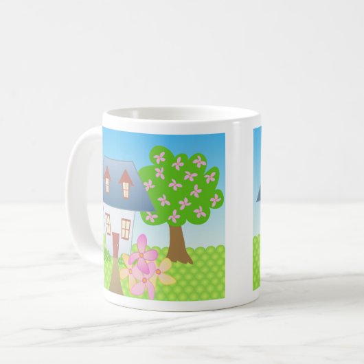 Hütte - Frühling Kaffeetasse (Vorderseite Links)